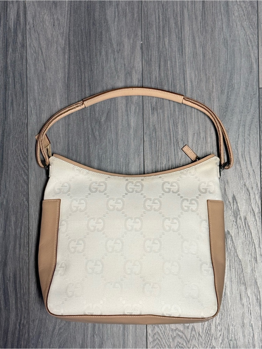 Gucci GG Monogram Beige and White Shoulder Bag